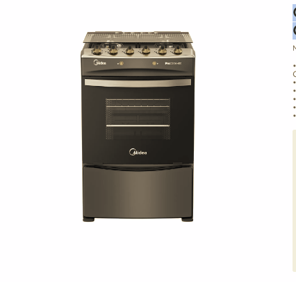 Cocina a Gas 4 Quemadores con Grill Carbon Grey